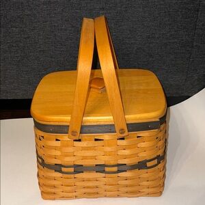 Longaberger Tan and Navy Woven Basket